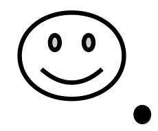 «smiley»: cercle entourant deux petits cercles pour les yeux, et un trait courbe pour une bouche souriante.